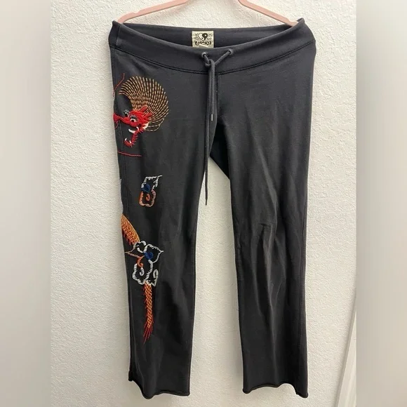 Vintage Y2K Lucky Brand Graphic Asian Art Boho  sweatpants - Picture 2 of 4